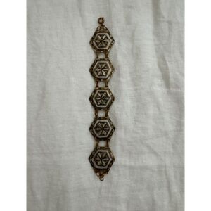 Vintage Damascene style panel link bracelet.